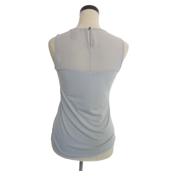 Banana Republic Pale Gray Blouse Chiffon Sheer XS Sheer Yoke Top Sleeveless Tank - Picture 2 of 5